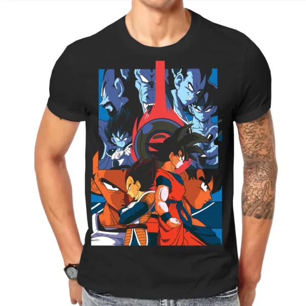 Dragon Ball - Camisa Preta - Goku, Vegeta, Rei Vegeta, Bardock e Raditz - Dragon Ball Z